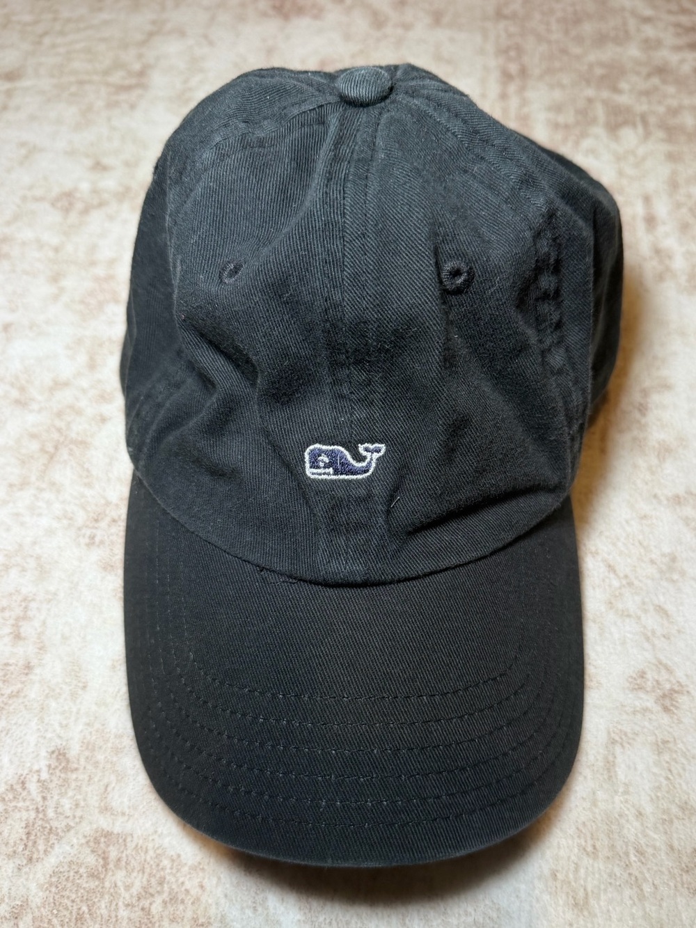 Vineyard Vines Black Classic Cotton Baseball Hat Whale Logo